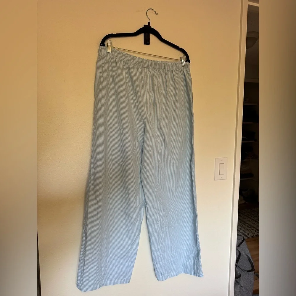 NEW Savage x Fenty Kickback Casual Cotton Pajama Pants Blue White Large NWT
